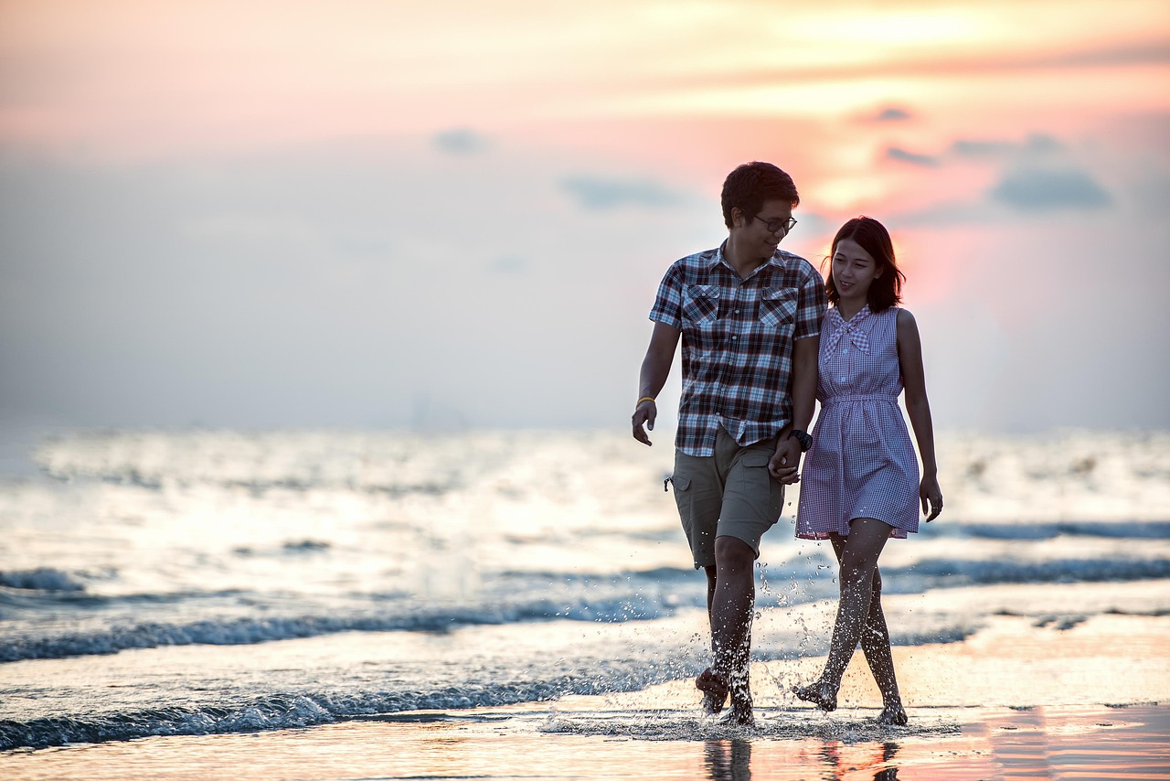 couple walking on the beach